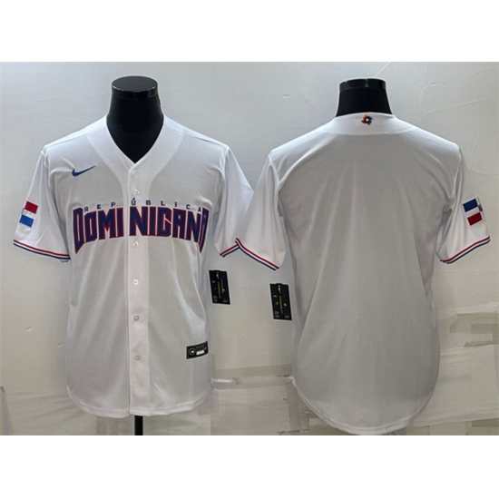 Men Dominican Republic Baseball Blank 2023 White World Baseball Classic Replica Stitched Jersey